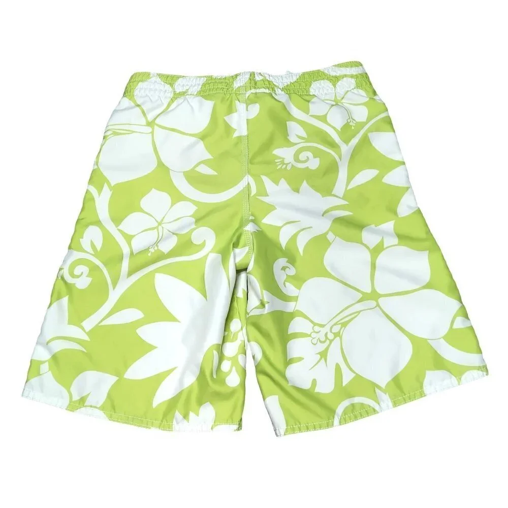 Old Navy Boys' Lime Green Hawaiian Tropical Floral Print Swim Shorts